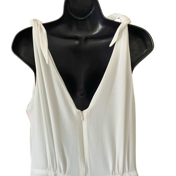 Betsey Johnson [Size 12 - NWT] White Pebble Crepe Shoulder Tie Midi Dress - Picture 7 of 10